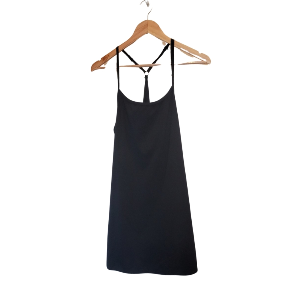 Womens Racerback Athletic Skort Dress | Performance Material | Black | Size L